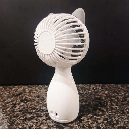 Kawaii Cat Head Mini Fan – USB Rechargeable Cute Portable Fan | 3 Speeds, LED Light, Built-in Battery | Adorable Handheld Fan for Girls, Kids, Travel & Home (Smart Cart Pakistan)