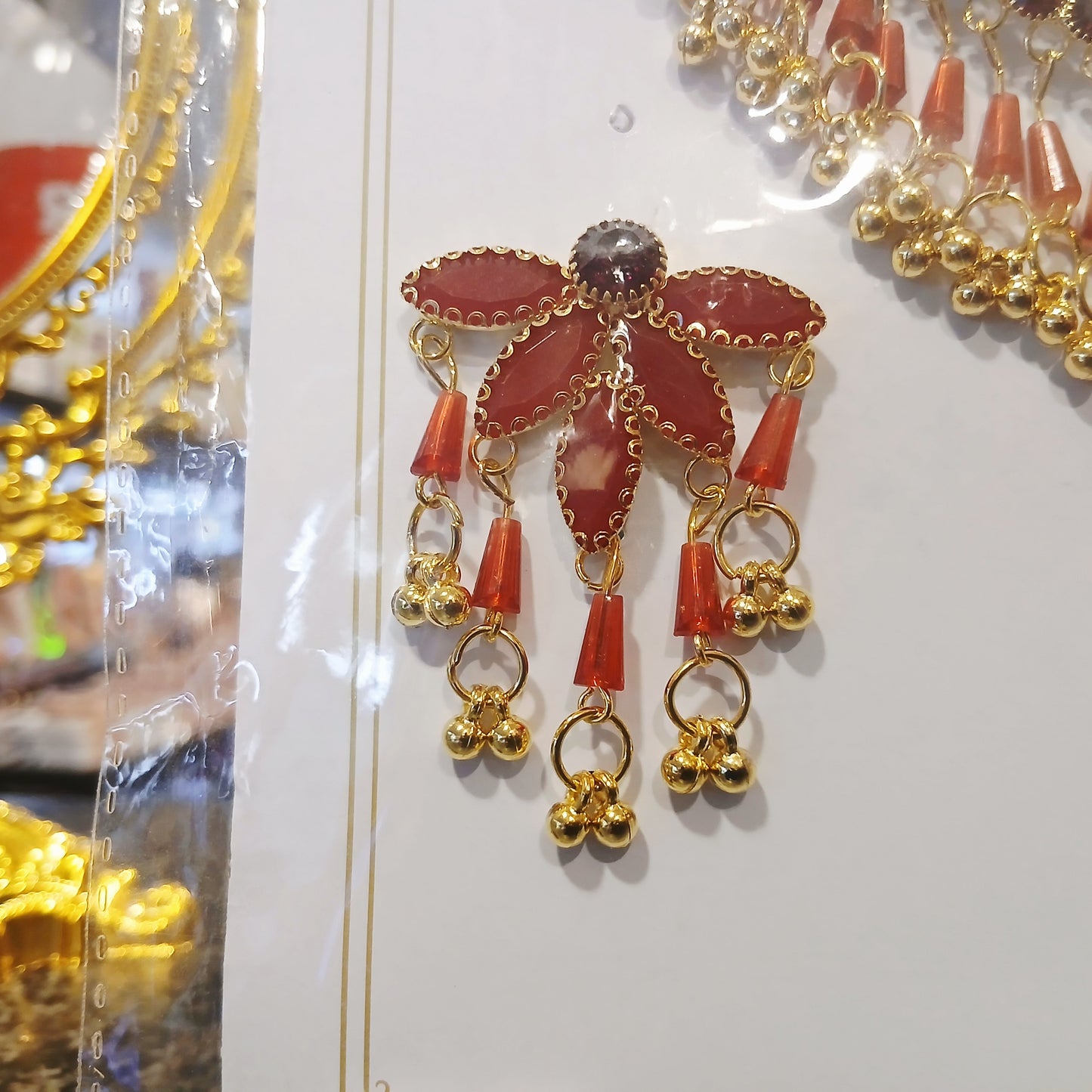Rich Maroon Pearl Jewelry Set - Elegant Necklace, Bindia & Earrings Collection