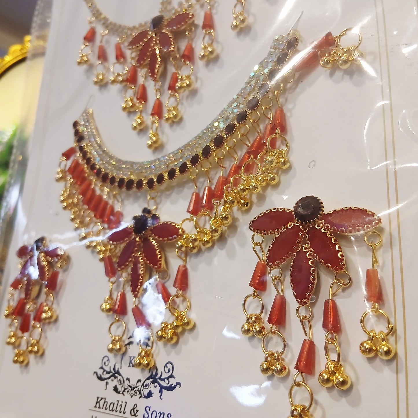 Rich Maroon Pearl Jewelry Set - Elegant Necklace, Bindia & Earrings Collection