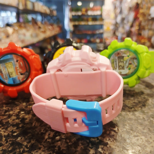 Pink Power Sports Watch for Girls with Projector Beam – Durable Digital Kids Watch with LED Light