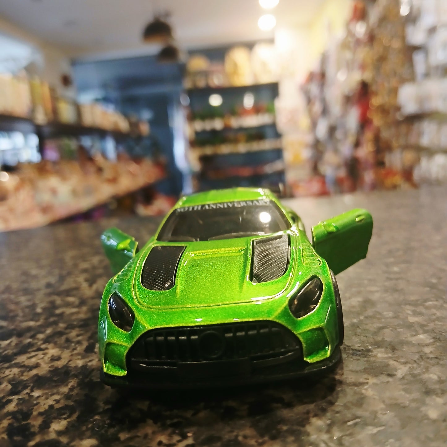 Emerald Speedster – Metallic Green Racing Car Toy with Working Doors (Alloy Pull-Back Action)