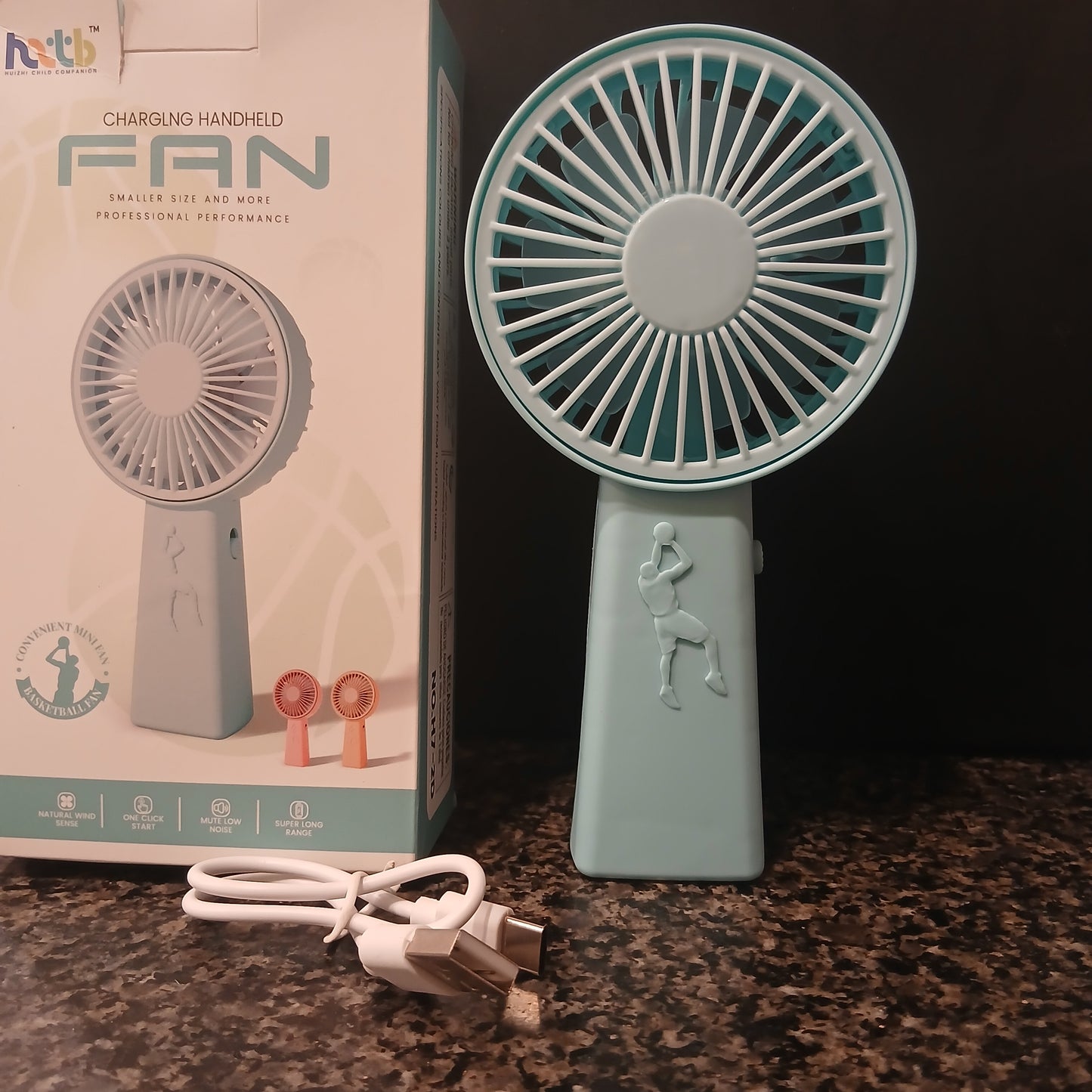 Portable Mini USB Rechargeable Fan - 2 Speed Adjustable (Low/High) | Handheld Personal Cooling Fan with Built-in Battery | For Home, Office, Travel (Smart Cart Pakistan)