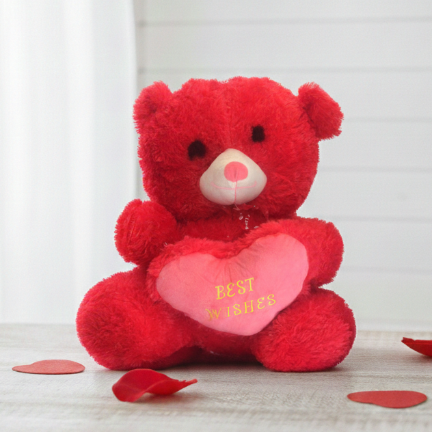 "Best Wishes" Crimson Red Plush Teddy Bear