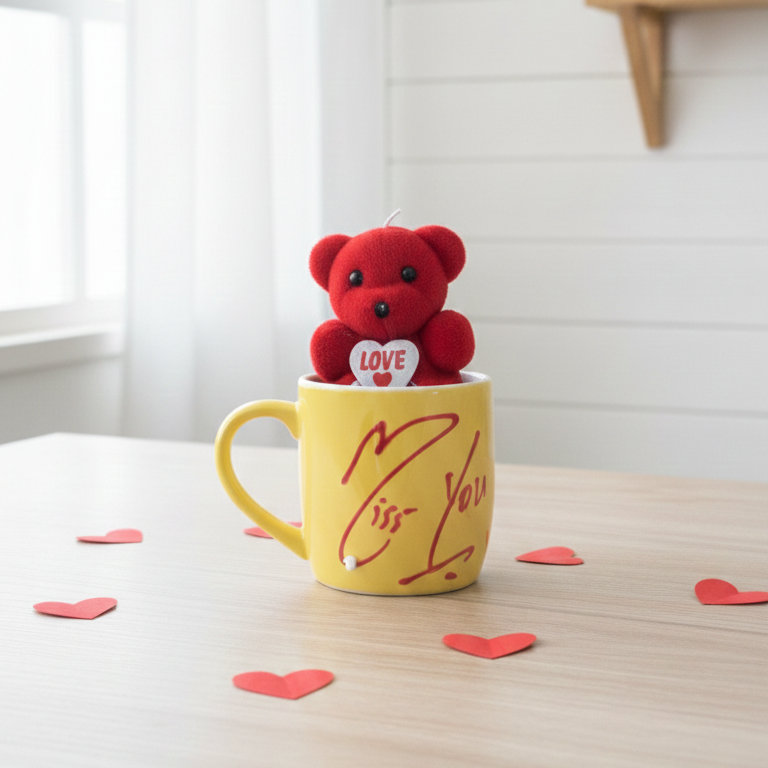 "Missing You" Teddy Bear & Ceramic Mug Gift Set
