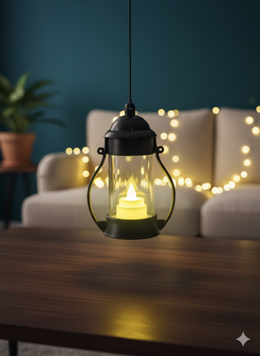 Urban Industrial Hurricane Lamp – Midnight Onyx Glass Pendant