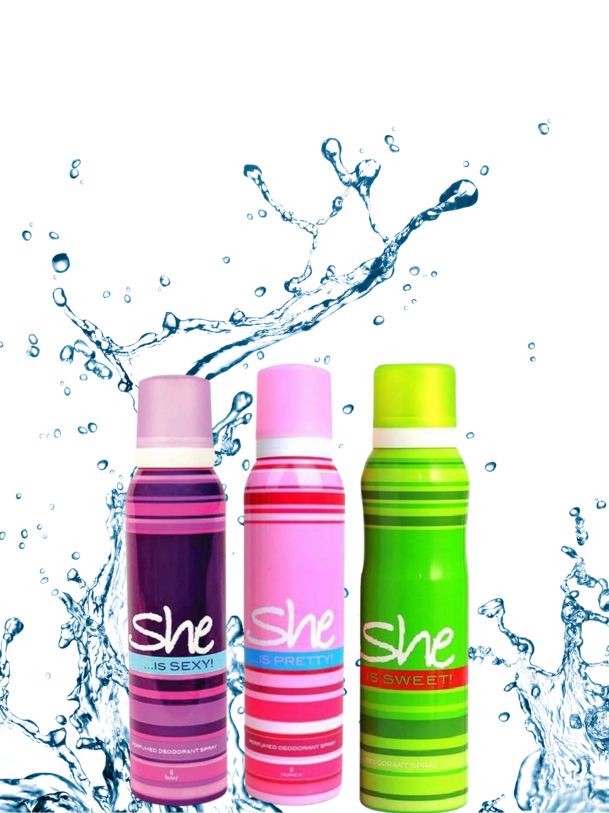 Pack of 3 SHE Body Spray 200 ml Each