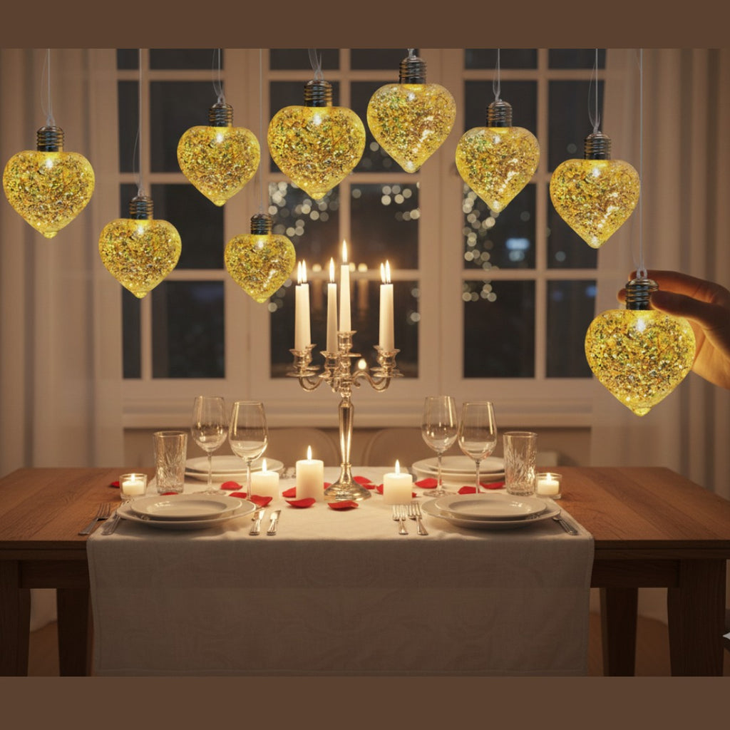 Romantic Heart-Shaped Glitter LED Pendant Lights