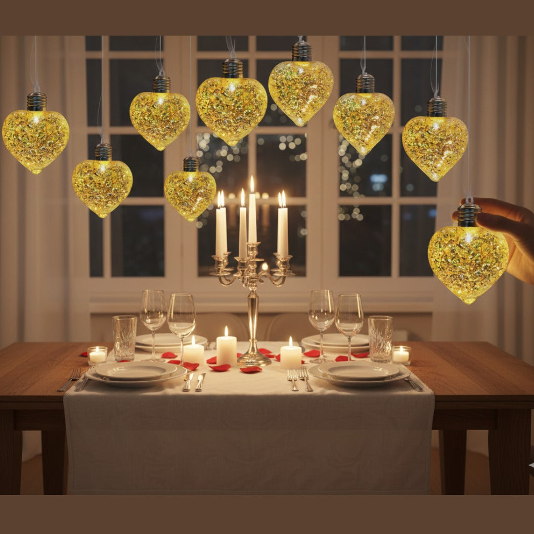 Romantic Heart-Shaped Glitter LED Pendant Lights