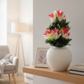 Elegant Textured Ceramic Vase with Artificial Floral Arrangement