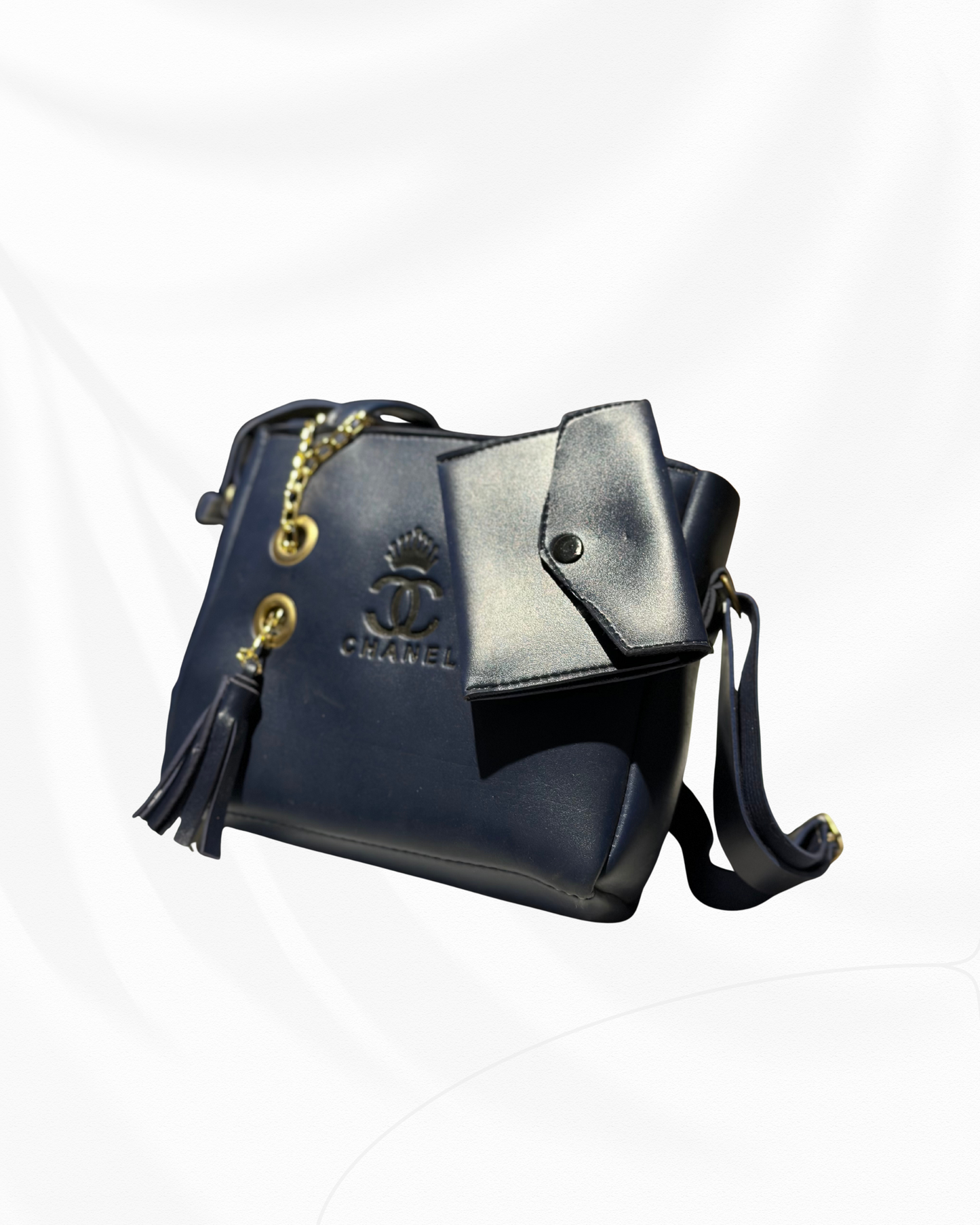 Elegant Blue Handbag with Attached Blue Pouch