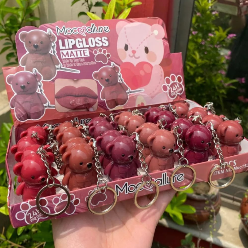 Mocmallure Lipgloss Matte Bear Keychains 2pcs