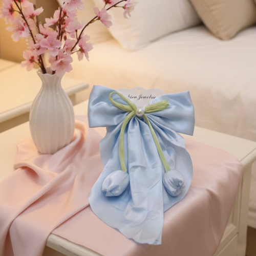 Celestial Tulip Silk Bow Clip