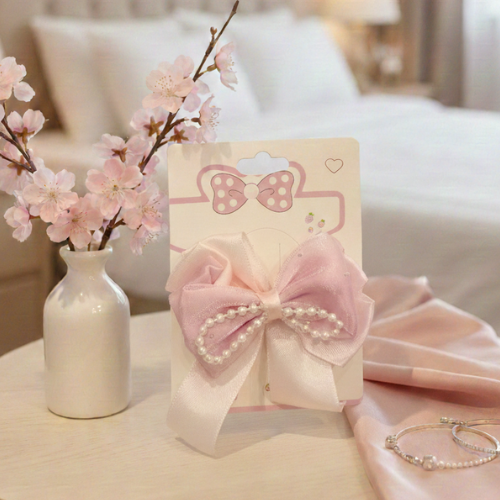 Radiant Pearl-Accented Organza Bow