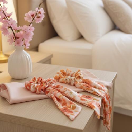 Autumn Blossom Floral Scrunchie Set