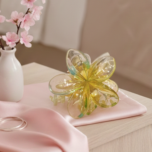 Radiant Amber Blossom Claw Clip