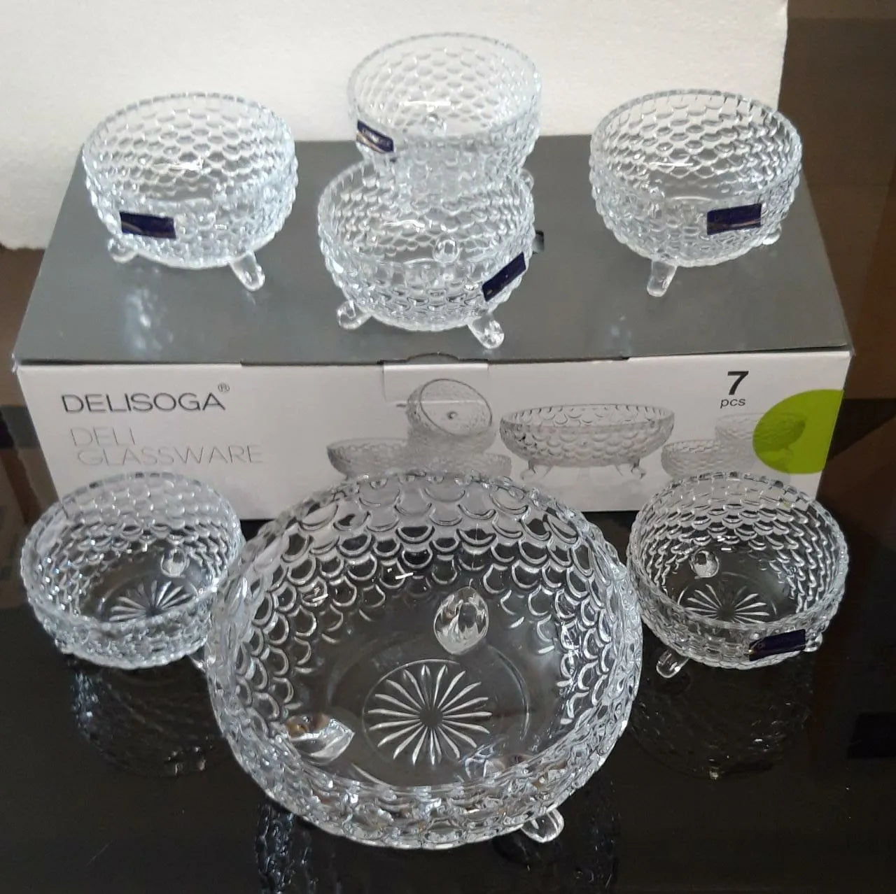 Delisoga 7-Piece Footed Glass Bowl Set