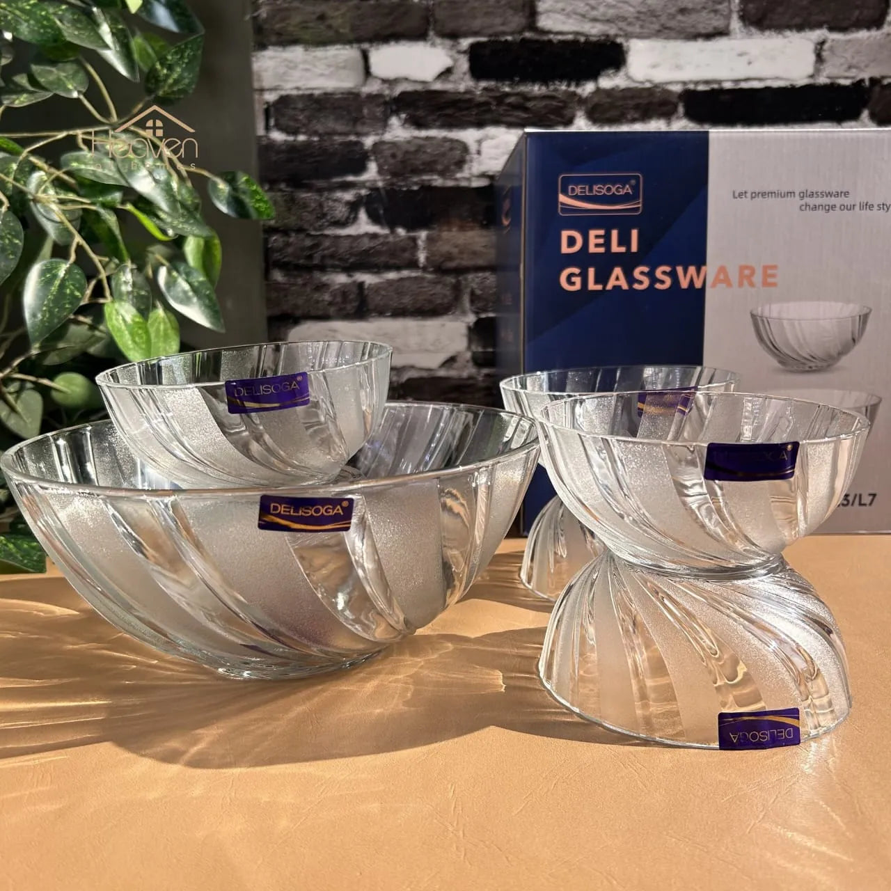 Delisoga Swirl-Design Glass Bowl Set