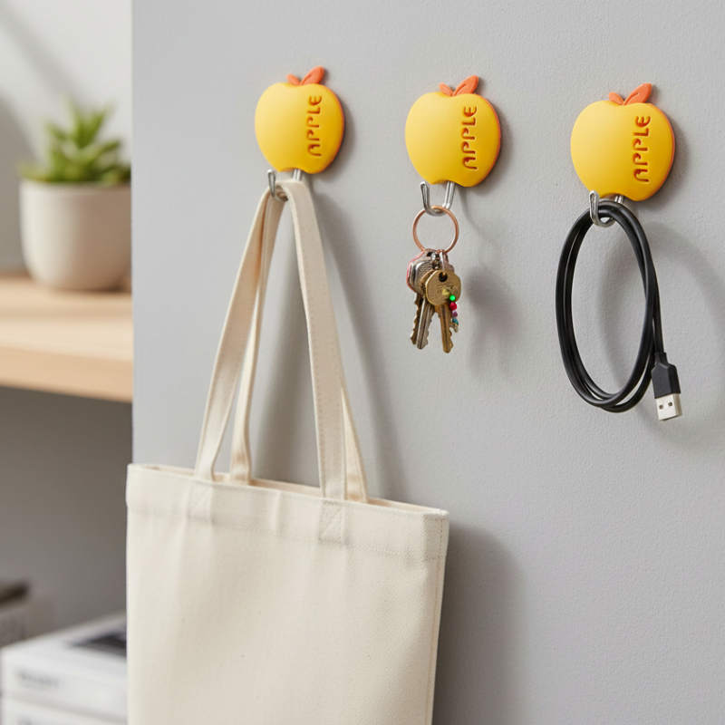 Self-Adhesive Silicone Wall Hook with Key Ring