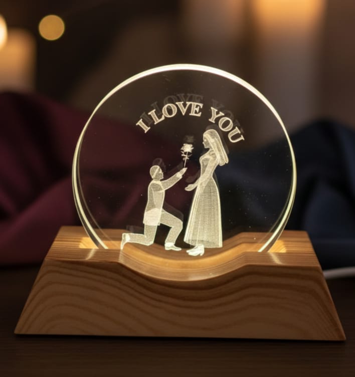 Eternal Love 3D Crystal Engraved Lamp