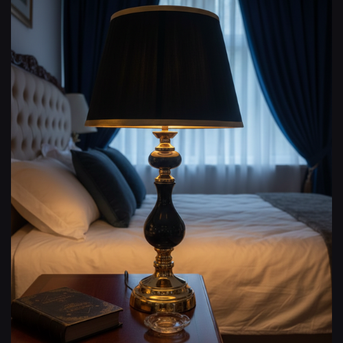Regal Regency Gold & Obsidian Bedside Lamp