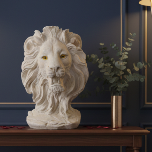 Regal Majestic Lion Bust Sculpture