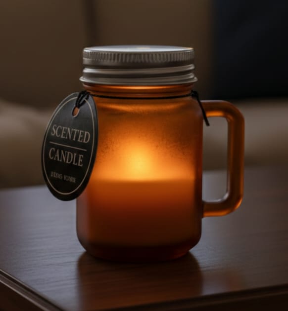 Amber Glow Artisanal Mason Jar Candle