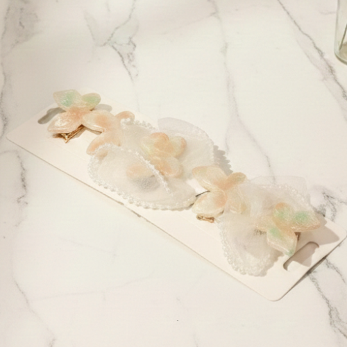 Carbon Ethereal Pearl-Edge Butterfly Clip Set