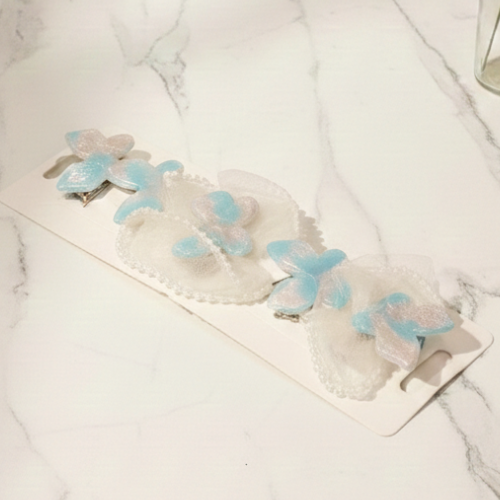 Carbon Ethereal Pearl-Edge Butterfly Clip Set