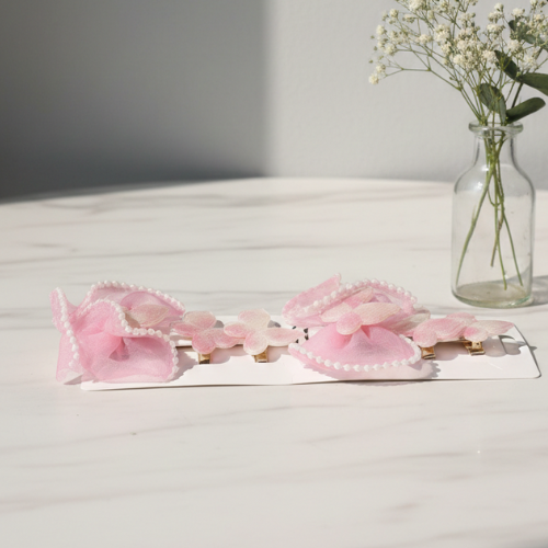 Carbon Ethereal Pearl-Edge Butterfly Clip Set