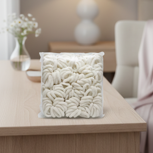 Cloud-White Seamless Cotton Hair Tie Collection