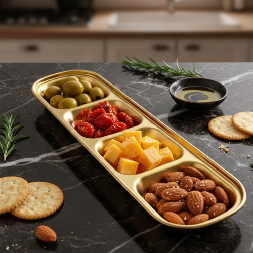 Artisan Gold Quad-Compartment Condiment Tray