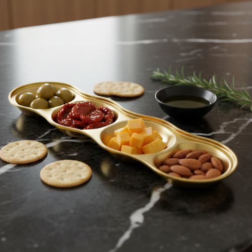 Artisan Gold Quad-Compartment Condiment Tray