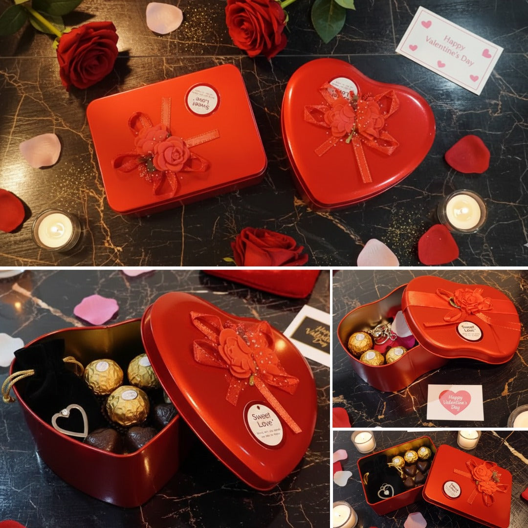 Deluxe Valentine’s Heart-Shaped Gift Tin & Treats